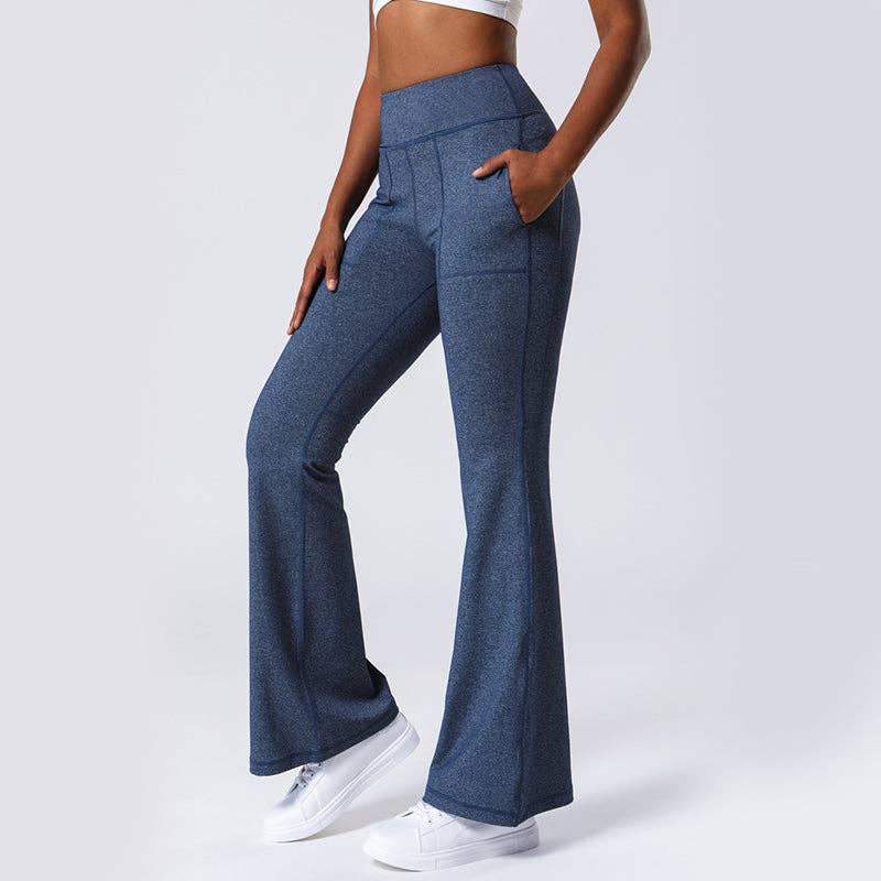 Active by Anna-Kaci - Wholesale Athletic Pants - Women's - Hip Sculpting High Rise Flared Yoga Pants with Pockets18