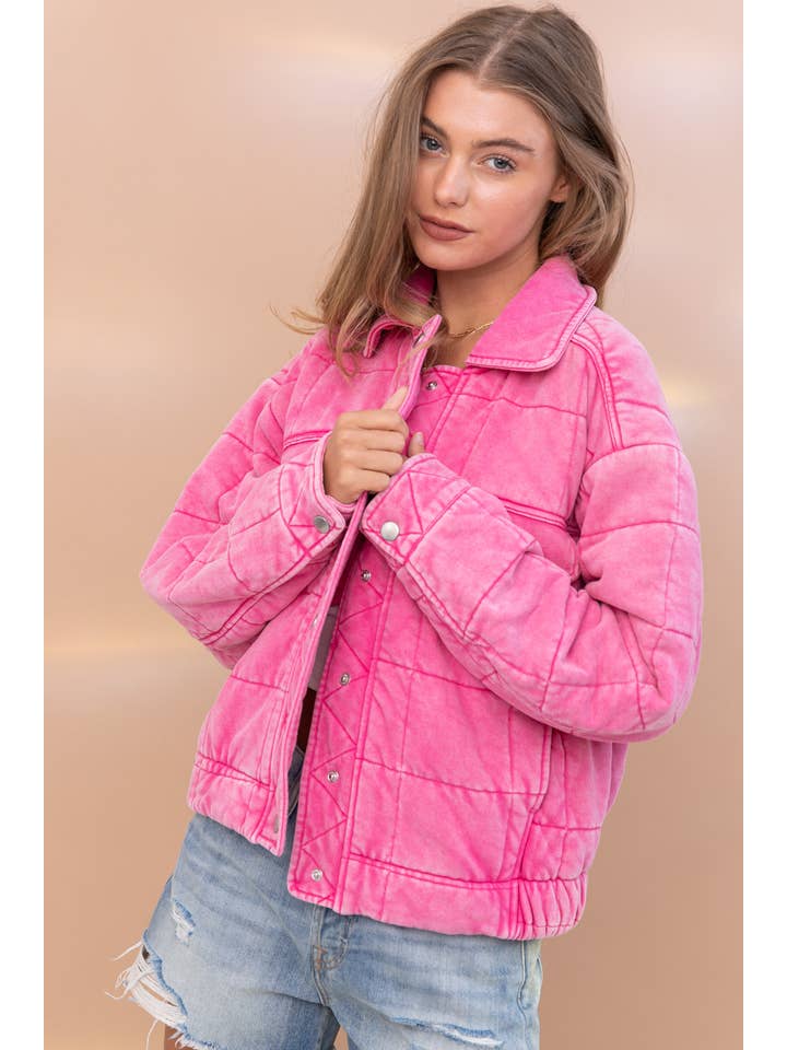 Blue B - Wholesale Jacket - Women's - 22082J - Garment Stone Washed Quilted Pocket Front Jacket9