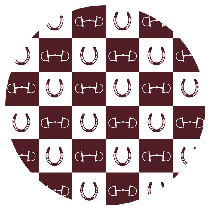 My Fancy Pony - Wholesale Scrunchie - Women's - Deep Maroon Equestrian Checkered Satin Scrunchie