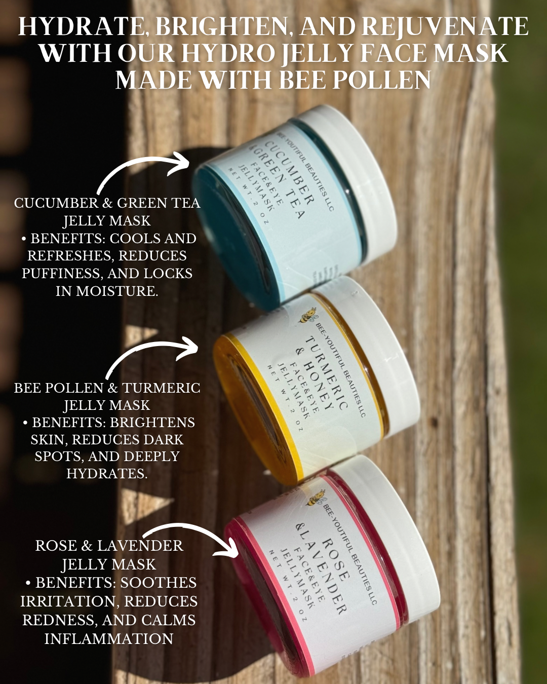 Bee-Youtiful Beauties - Venta al por mayor Mascarilla - MASCARILLA DE GELATINA DE PEPINO Y TÉ VERDE4