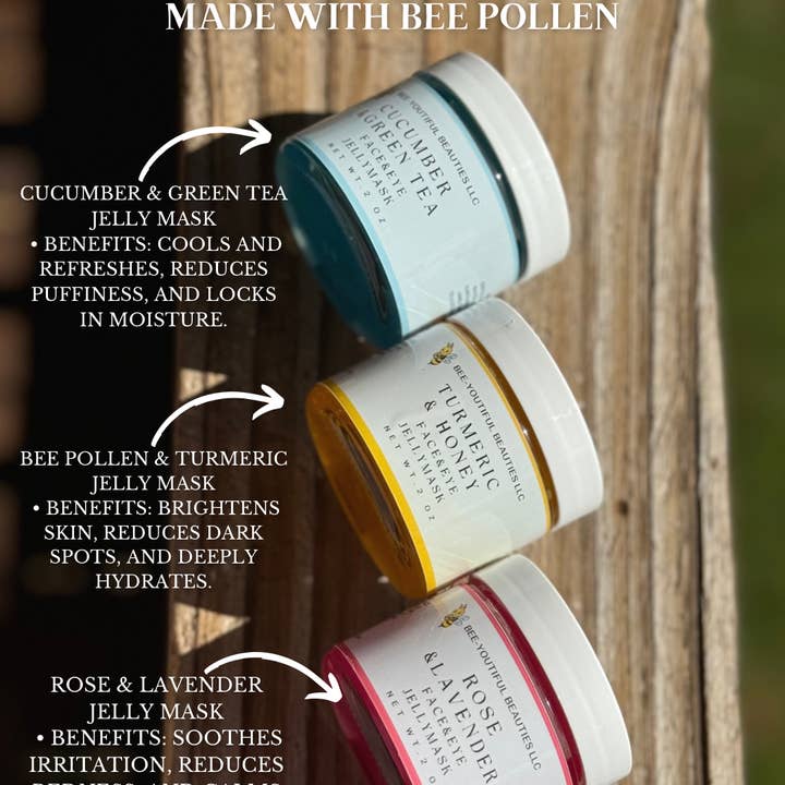 Bee-Youtiful Beauties - Venta al por mayor Mascarilla - MASCARILLA DE GELATINA DE PEPINO Y TÉ VERDE4