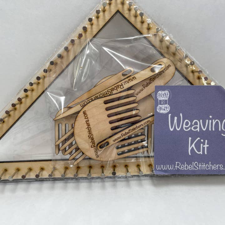 Art by Erica H & Rebel Stitchers - Wholesale DIY Craft Kit - Small - Handmade Triangle Pin Loom Kit - Compact, Portable
