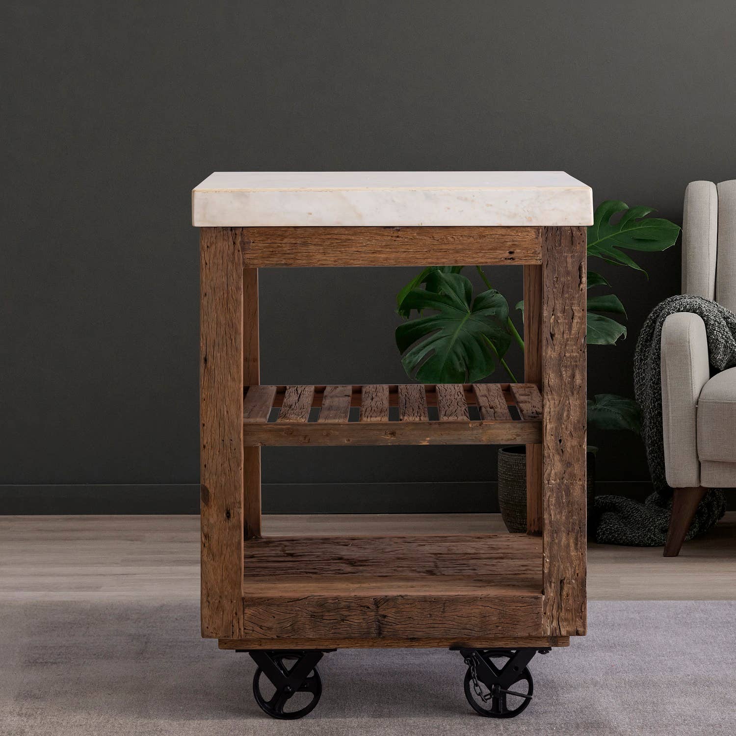 Natural Sm Wooden Kitchen Island on Wheels for wholesale on Faire7