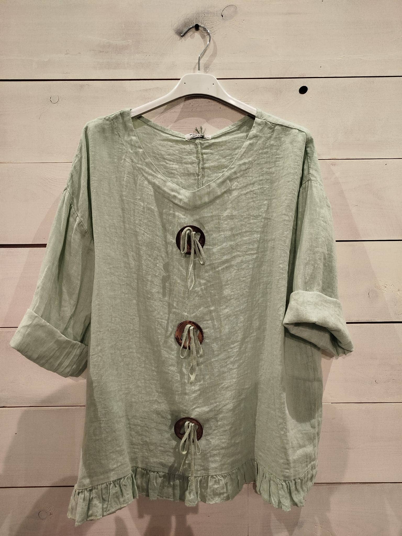 Linos y Textiles – wholesale Blus - Dam – Ringblus i 100 % linne7