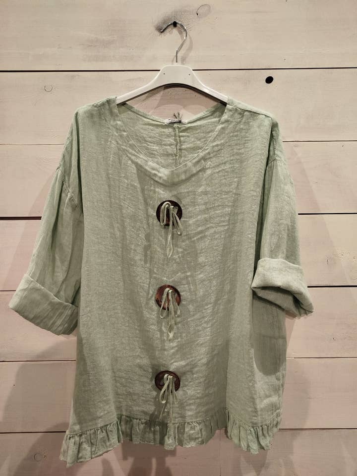 Linos y Textiles – wholesale Blus - Dam – Ringblus i 100 % linne7