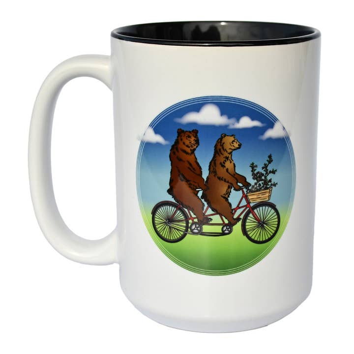 Tazza in ceramica Bears on a Bike per la vendita all'ingrosso da parte di Seattle Sundries