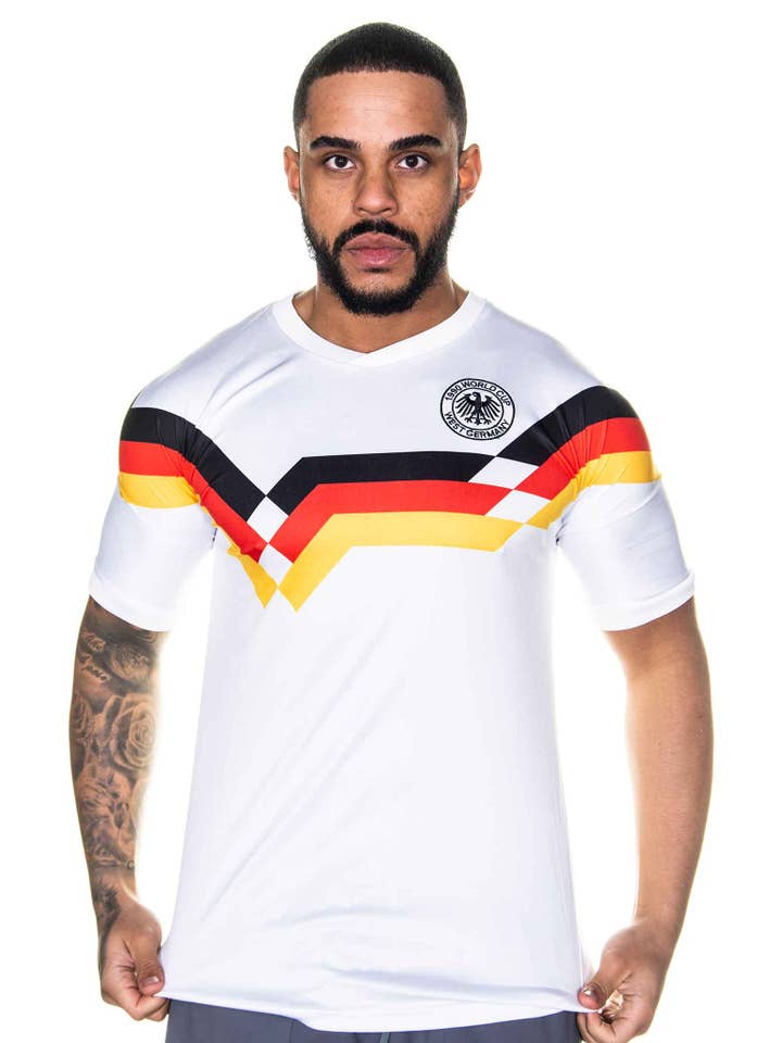 REMOVED BRAND - Venta al por mayor Camiseta - Hombre - Camiseta de fútbol retro de Alemania Occidental Italia 1990