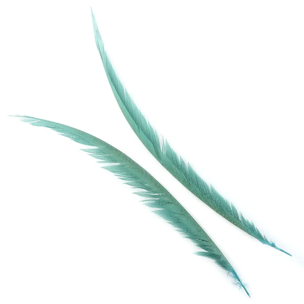 Zucker Feather Products - Vente Plume - Queues centrales de faisan doré teintées en argent Dunn Blue2