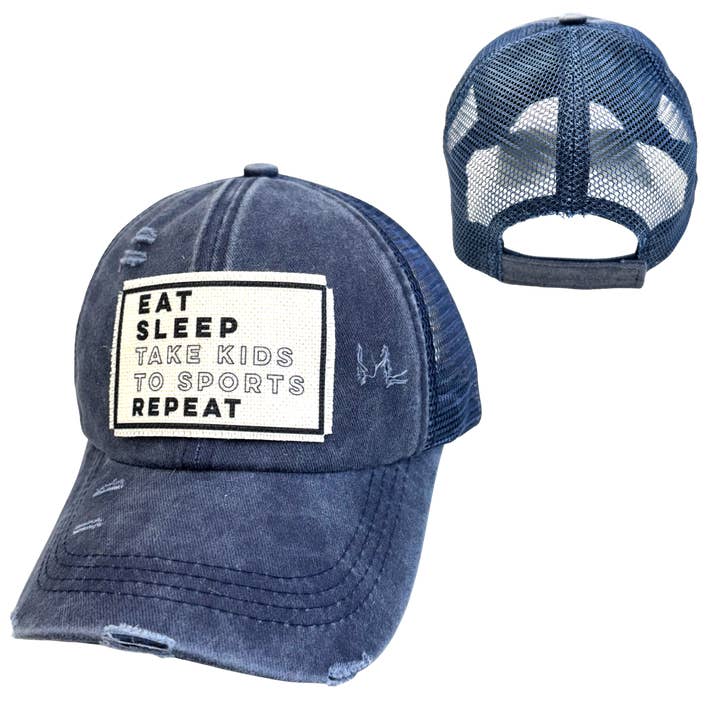 EAT SLEEP SPORTS BALL CAP | UNISEX HAT | DISTRESSED for wholesale by dkhandmade