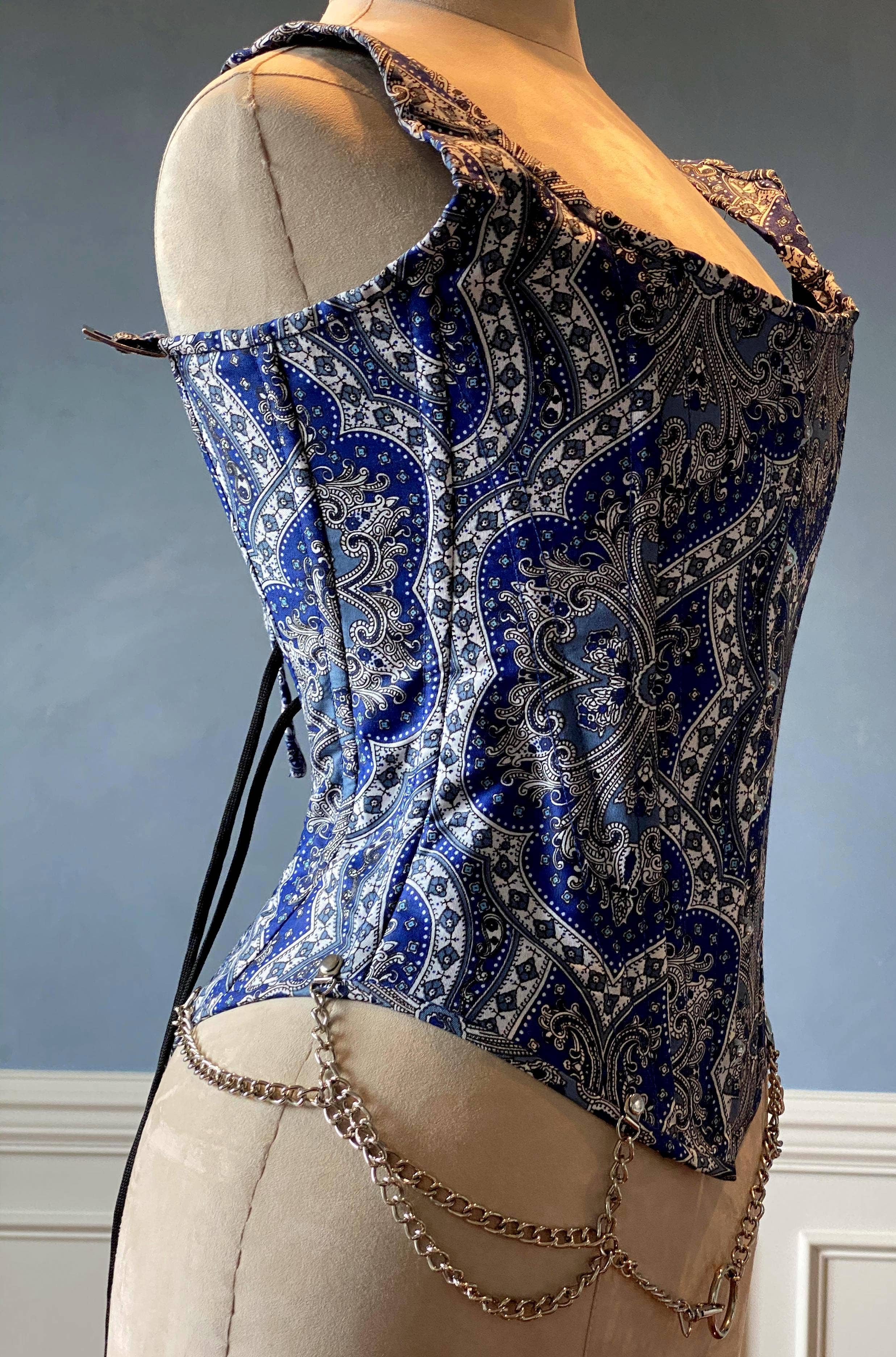 corsettery - Wholesale Corset - Women's - Classic brocade overbust corset vest inspired by Audrey Hepburn with shoulder straps. Steel-boned corset top for tight lacing.2