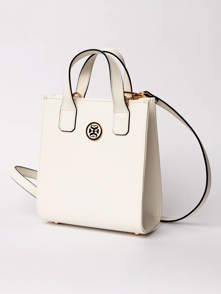 FROST WHITE GIA VEGAN LEATHER MINI TOTE 🌿 for wholesale by Scalzini Accessories