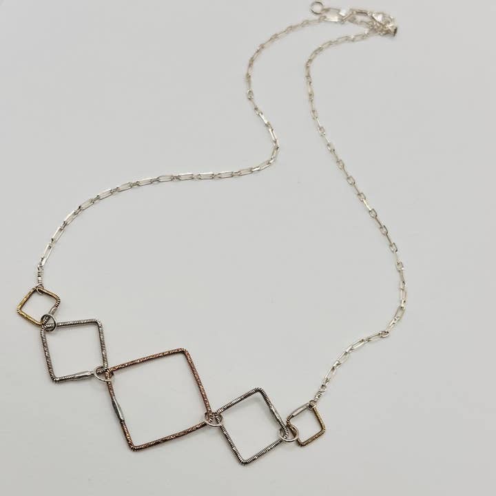 Five square necklace for wholesale by Middle Sister Designs