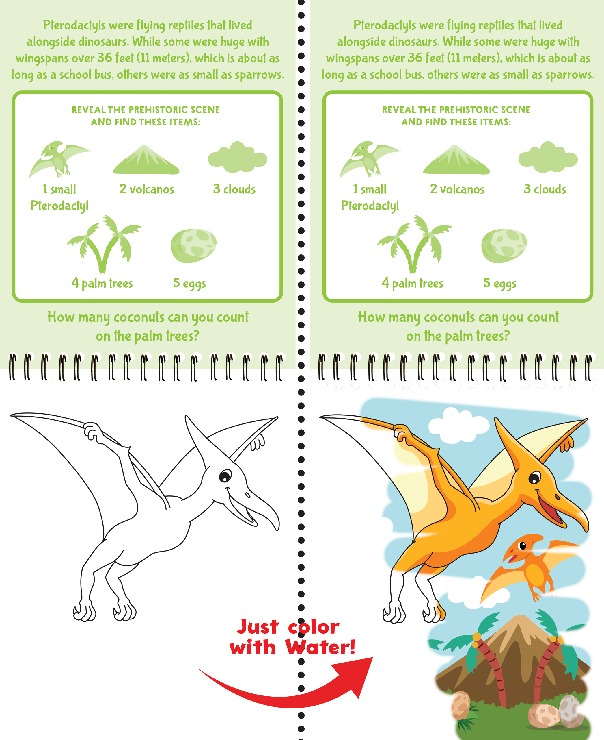 Peter Pauper Press - Wholesale Book - Kids - Color With Water - Dinosaurs1