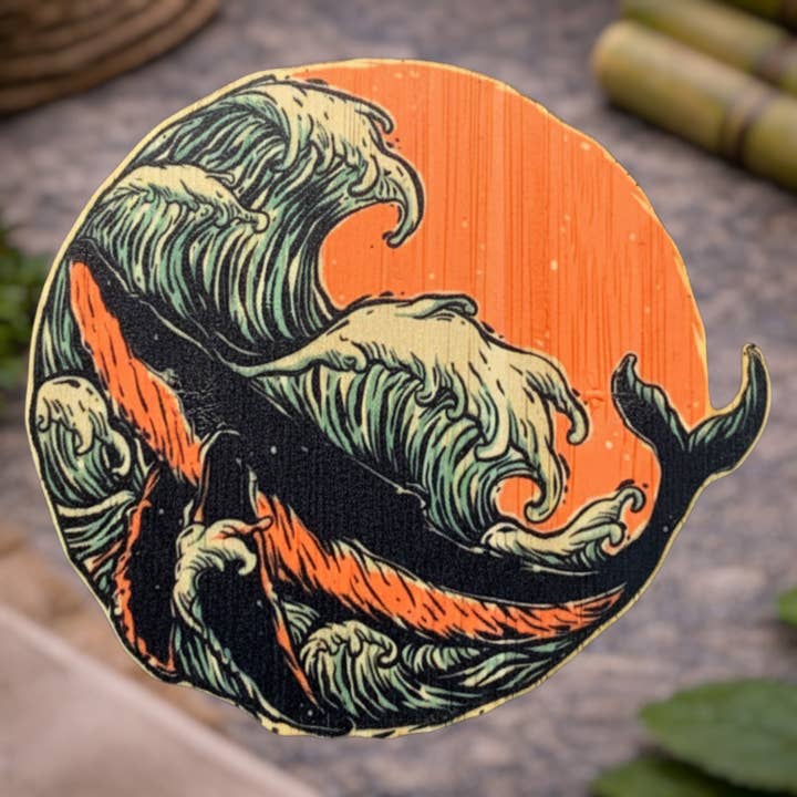 Wave Whale for engroshandel hos Bamboo Wood Stickers