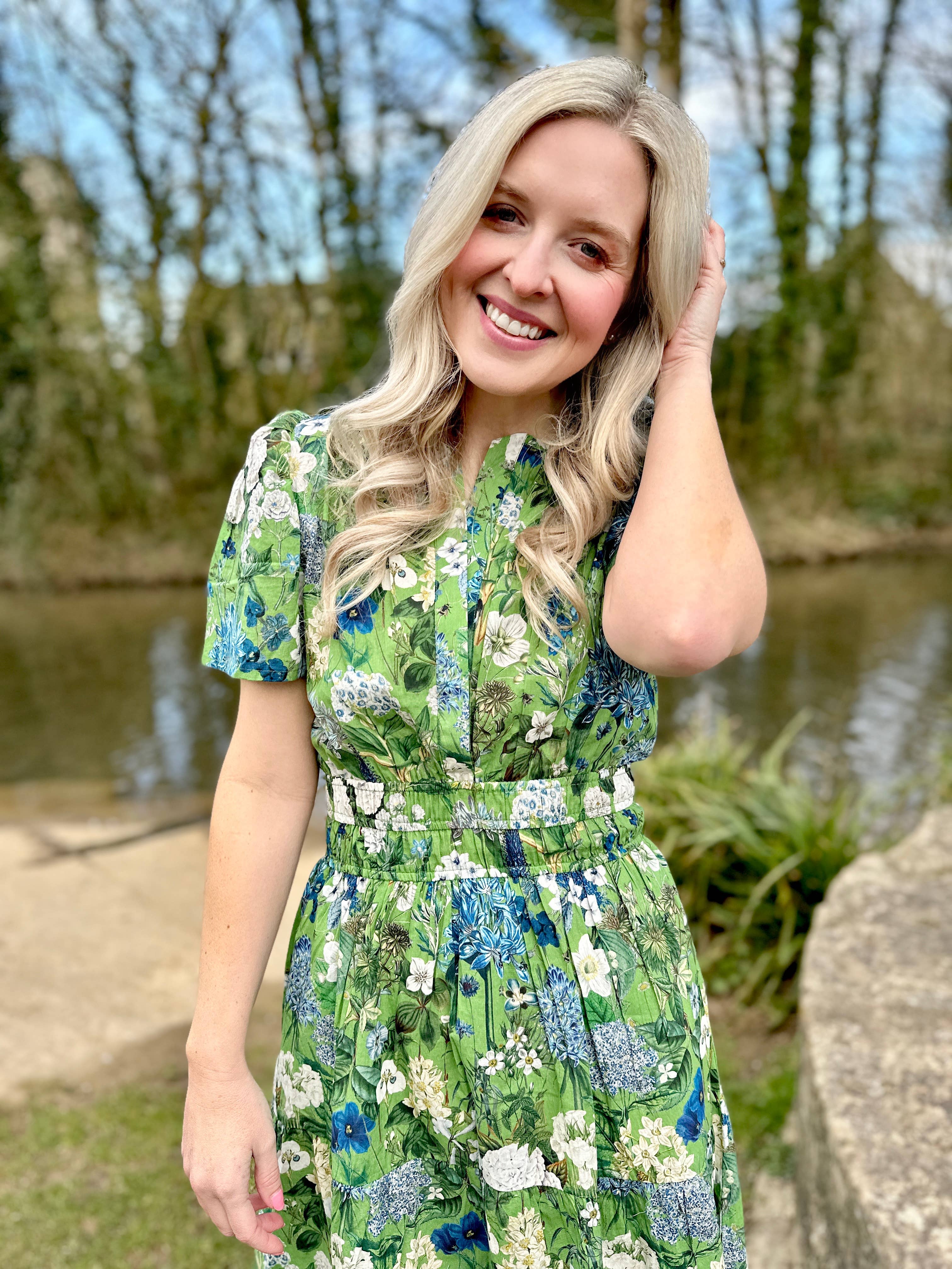 Rosehip Design - Wholesale Dress - Women's - Margot Cotton Dress - Spring Greens2