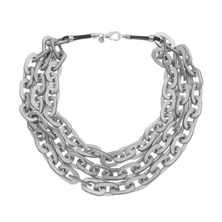 Keramiska Loops kort halsband Silver för wholesale av MARILIA CAPISANI