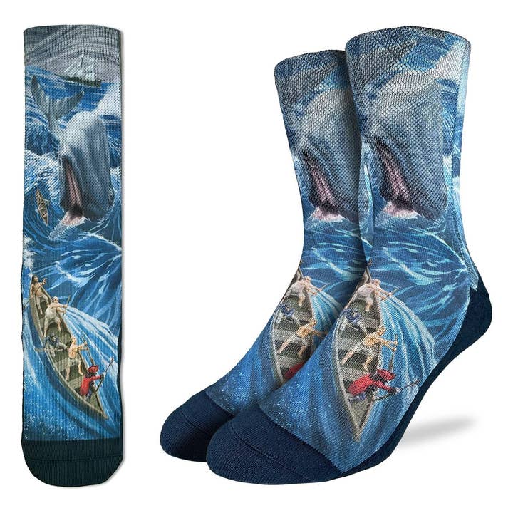 Men's Whale Attacking Whaling Boats Socks for wholesale by Good Luck Sock