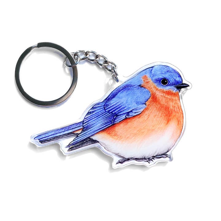 Allison Stoiser Art - Wholesale Keychain – Unisex - Eastern Bluebird Double-Sided Acrylic Keychain