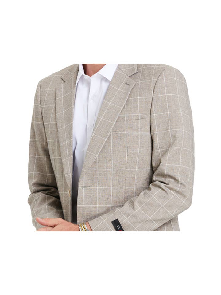 Men's Blazers Slim Fit Windowpane, Light Tan Dinner Jacket for wholesale on Faire