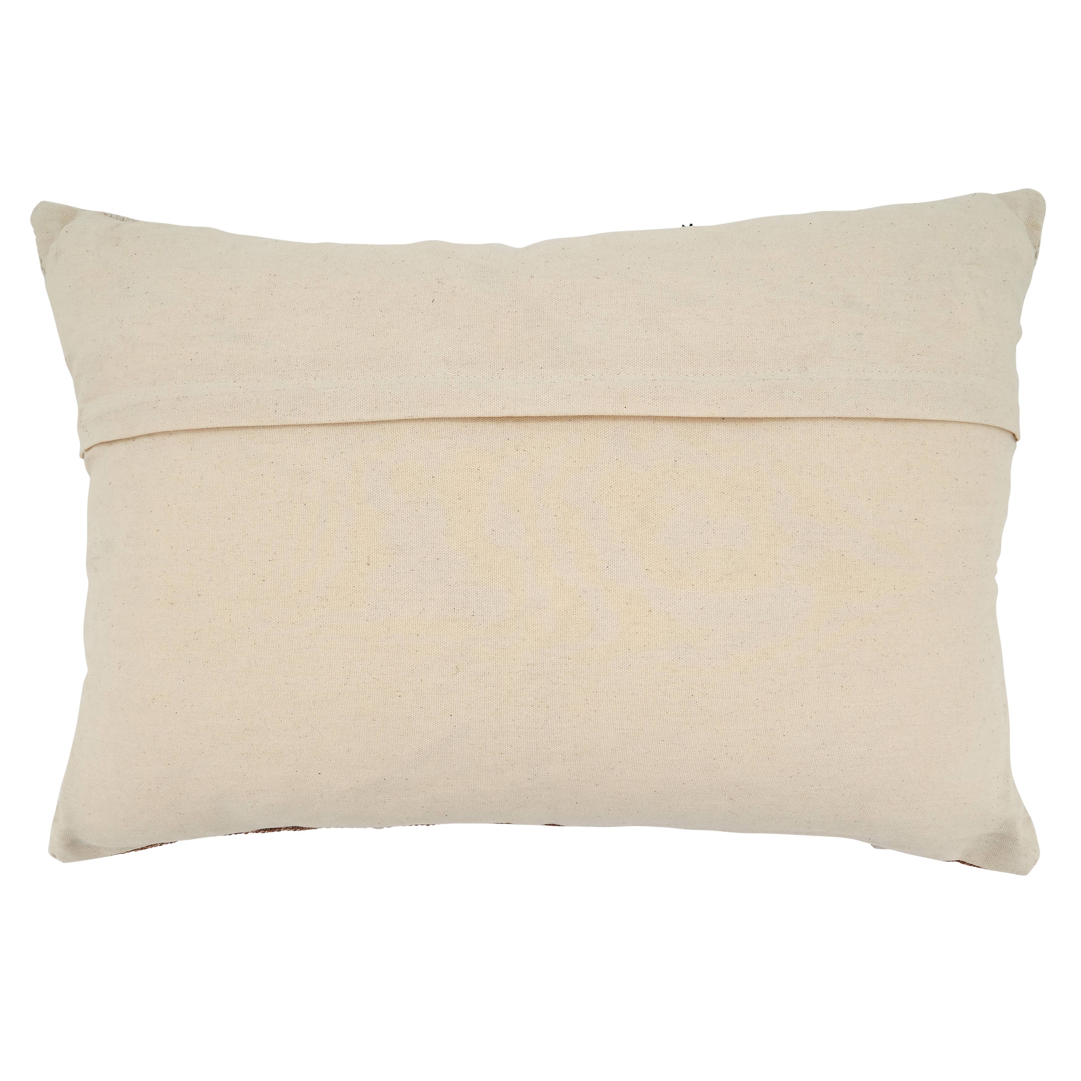 Mocha Printed and Embroidered Throw Pillow with Two-Tone Design for wholesale on Faire4