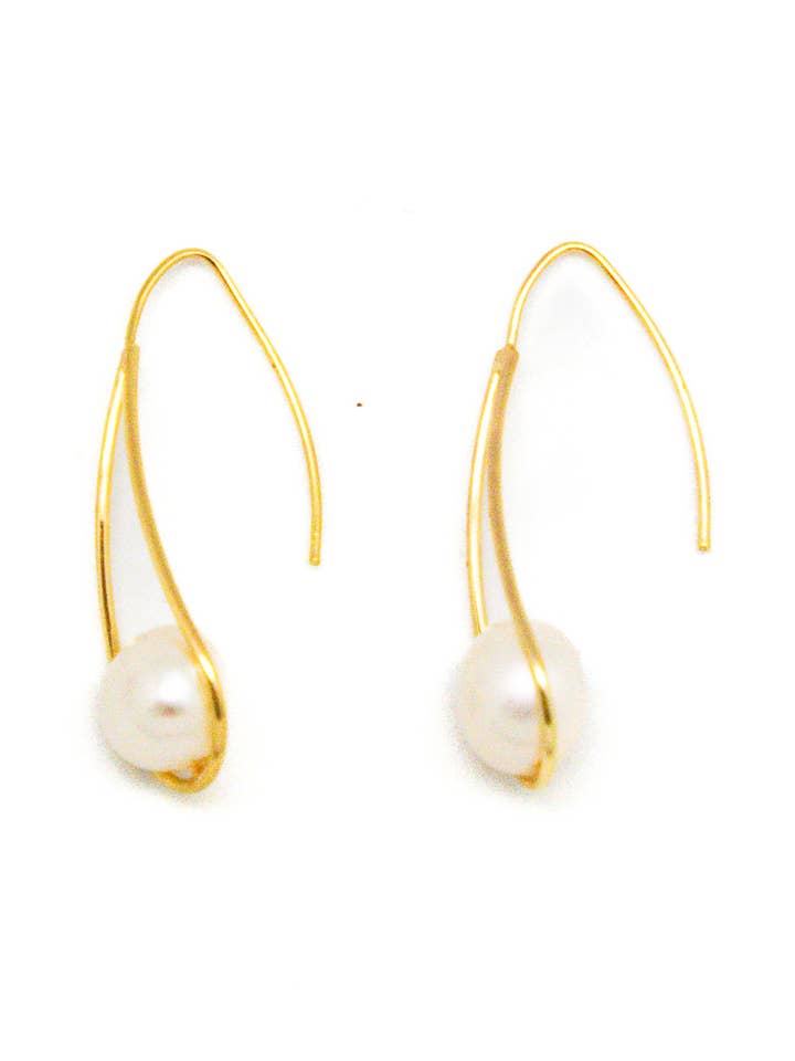 Earring 14kt Gold PlatedWith Freshwater Pearl Drop for wholesale by Rant & Rave Classic