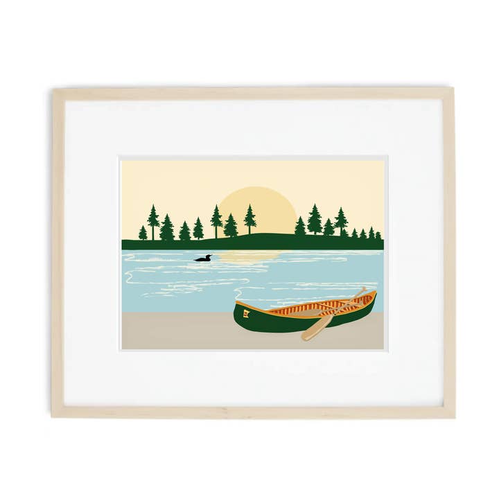 Lámina artística Lake with Loon Canoe para venta al por mayor de Little Dorset Shop