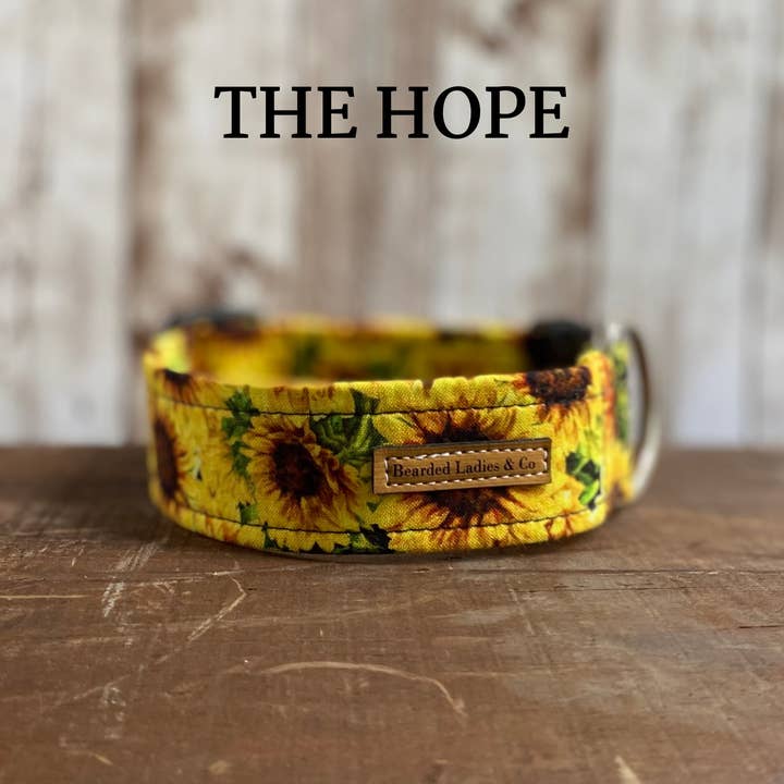 Collare per cani Sunflower con guinzaglio abbinato + portachiavi per la vendita all'ingrosso da parte di Bearded Ladies & Co