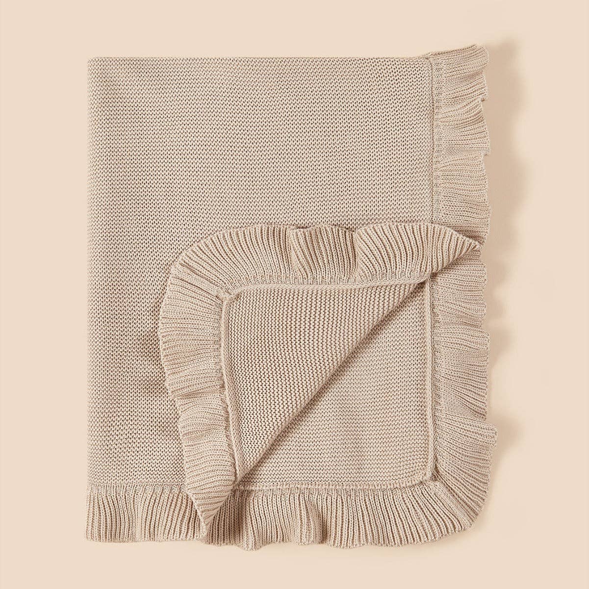 MyKids-USA® – wholesale Bedding blanket – Kids & Baby – Arrival Knitted Baby Blanket With Ruffle Trim Design: Solid Color Pure Cotton Collection For All Seasons6