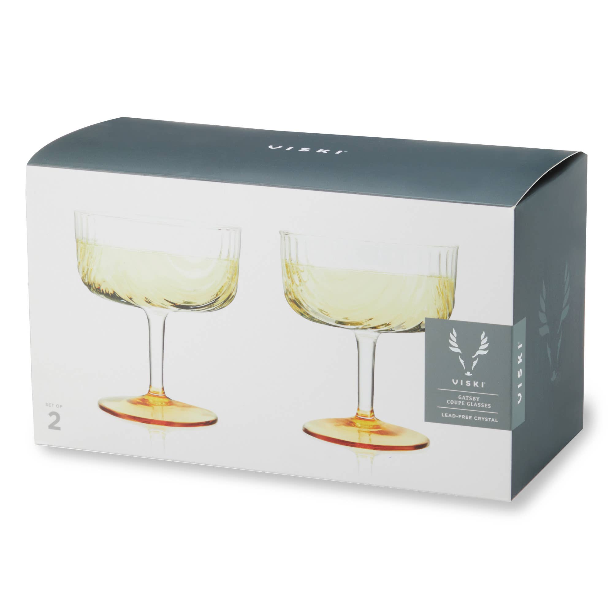 Viski - Wholesale Cocktail/Liquor Glass - Gold Plated Deco Cocktail Coupes Set of 21