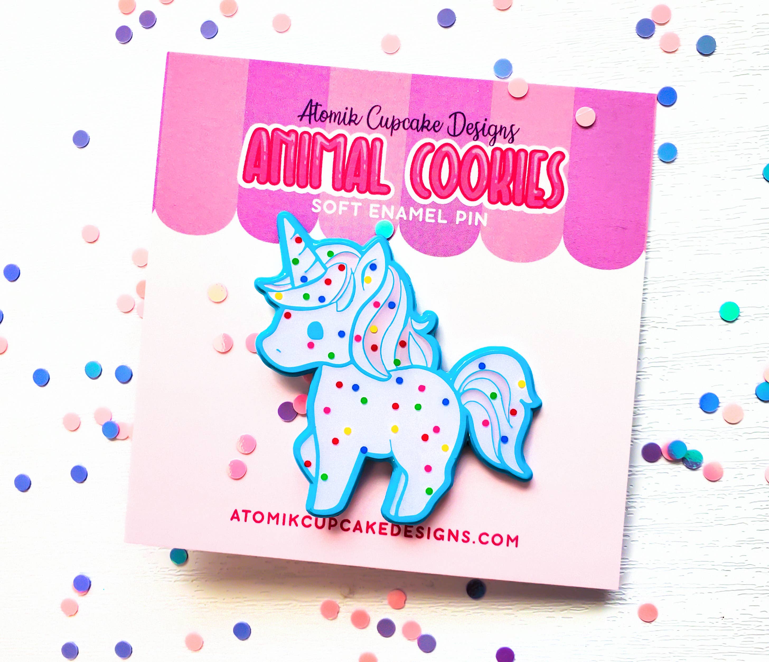 Atomik Cupcake Designs - Wholesale Lapel Pin/Button - Animal Cookies Kawaii Unicorn 1.75 Inch Soft Enamel Pin3