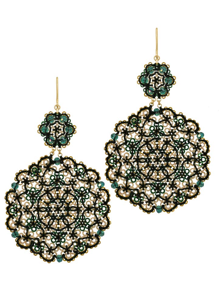 Runder Ohrring auf einem Tropfen in Grün, Stil E24844 für den Großhandel von Miguel Ases