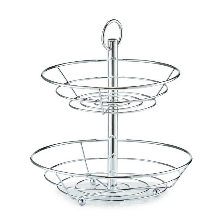 Fruteira de 2 camadas, metal cromado por atacado de Zeller Present