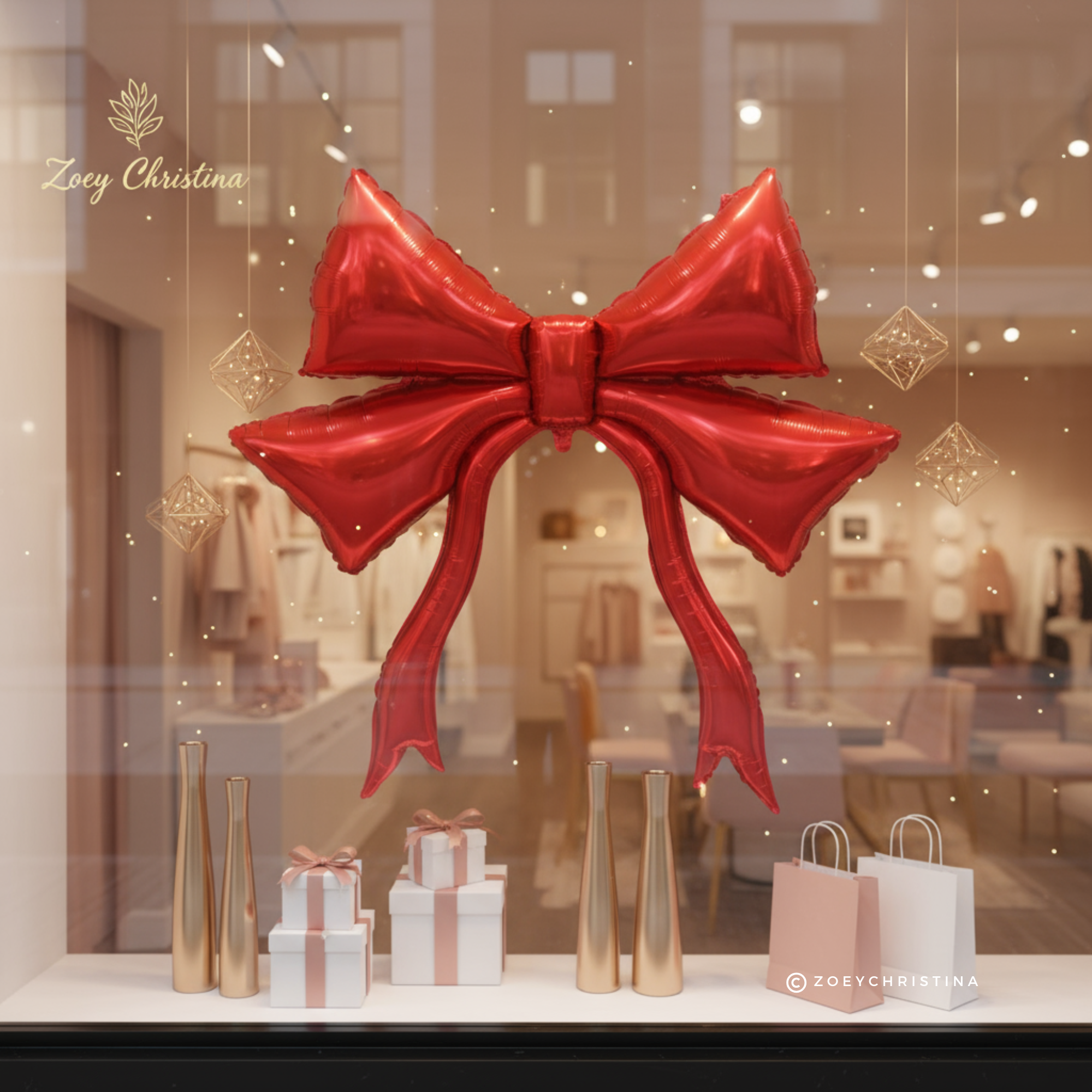 Zoey Christina - Vendita all'ingrosso A palloncino - Palloncino in Foil a Forma di Fiocco Oversize – 119 cm x 119 cm – Solo Riempimento ad Aria11