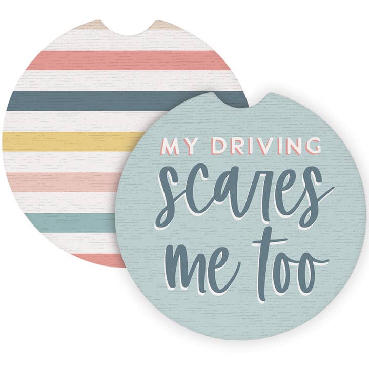 Driving Scares Me Stripes - Car Coasters for wholesale by Sincere Surroundings