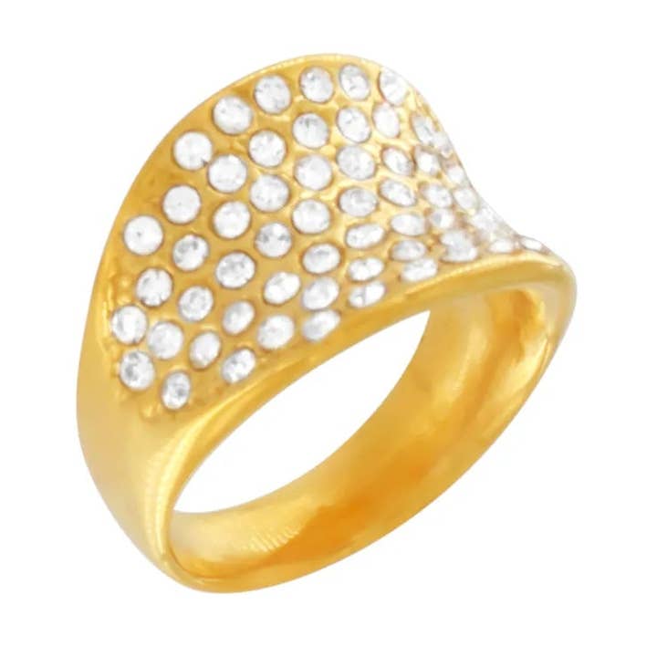 Anel Joy Waterproof Clear Multi CZ com Banho de Ouro 18K por atacado de Dansk Copenhagen