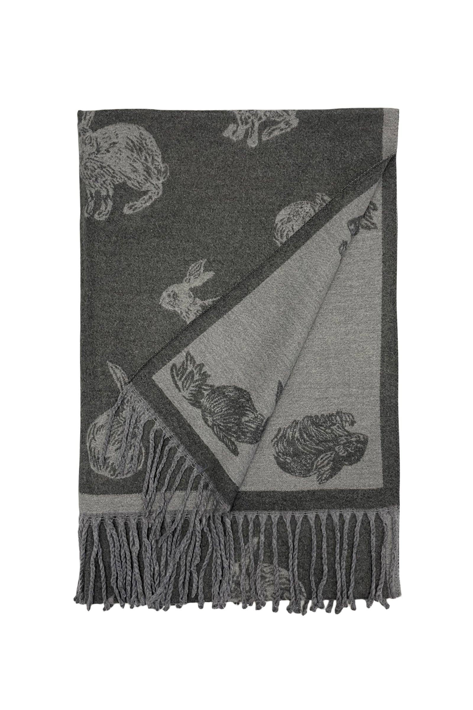 Fashion Scarf World - Wholesale Scarf - Women's - Rabbit / Hare Reversible Tassel Scarf13