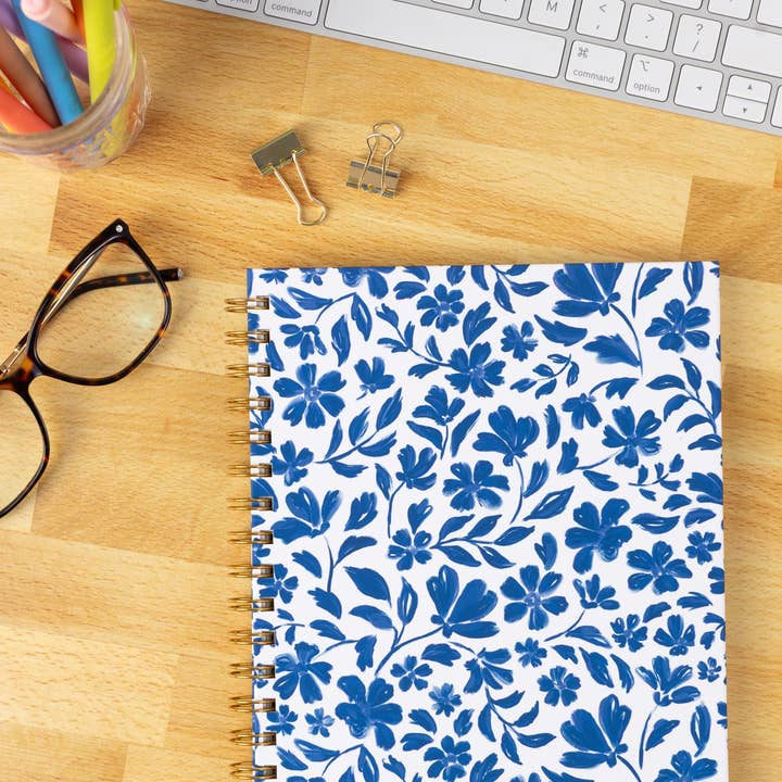 Porcelain Floral 7x9 Hardcover Spiral Notebook for wholesale by Elyse Breanne Design