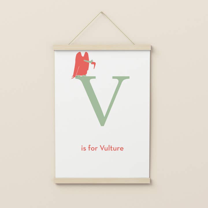 Impresión del alfabeto ilustrado de letra V para venta al por mayor de Know It All Prints