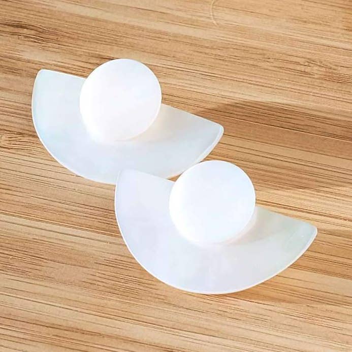 3-in-1 Pearl White Circle and Halfmoon Geometric Studs White for wholesale by LIKHÂ