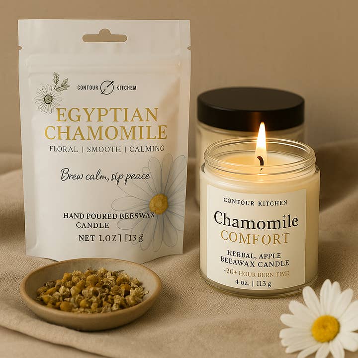 Chamomile Comfort Gift Set – Tea & Candle Duo for wholesale by Contour Kitchen
