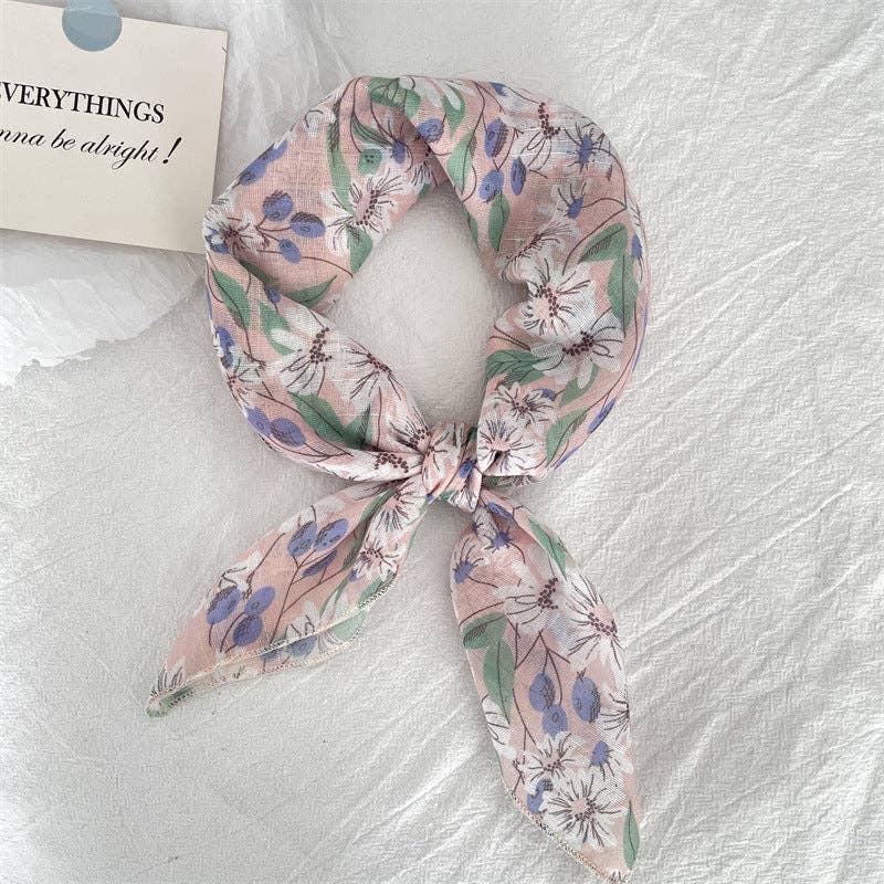 pinkblu02 – wholesale Halsduk - Dam – Sommar Dammode Bomull Linne Blommig Sjal10