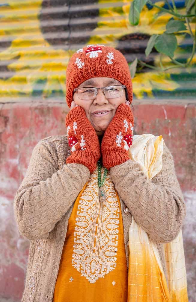 Ganesh Himal Trading - Venta al por mayor Gorro de lana - Mujer - Gorro de lana tejido con diseño de setas, forrado de vellón