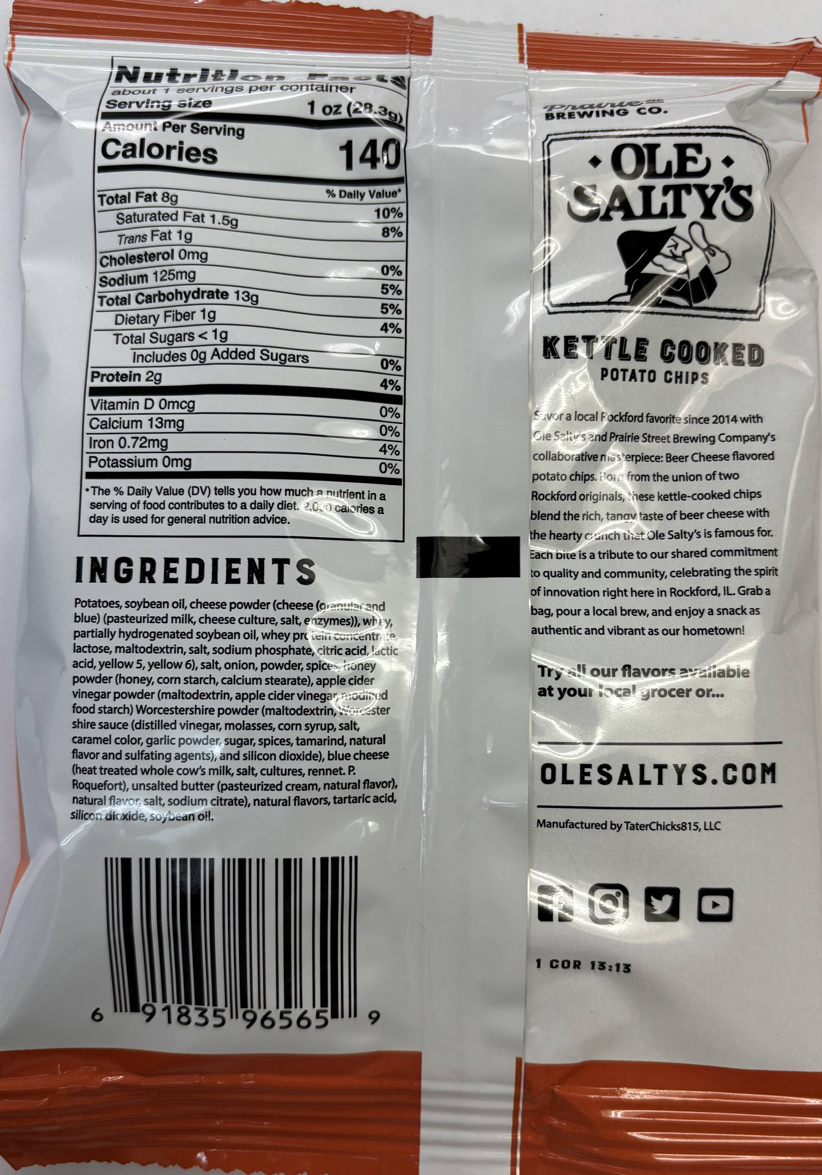 Ole Salty's - Wholesale Chips - 1.25oz Beer Cheese Kettle Cooked Potato Chips1