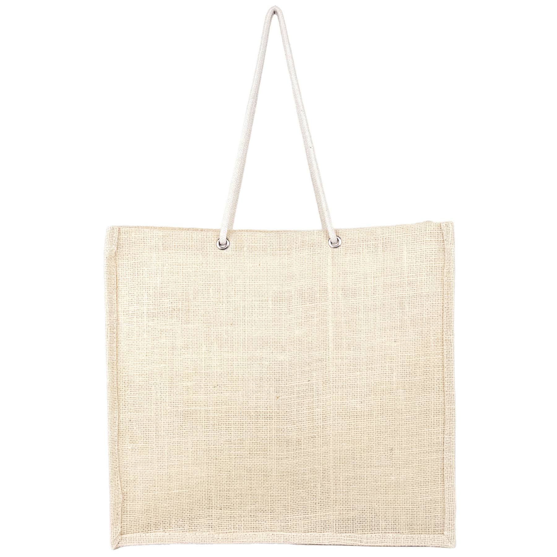 US Bags – Sacola - Unissexo por atacado – Saco de Juta Branco de Marca | Presente de Mercado Reutilizável com Pregas2