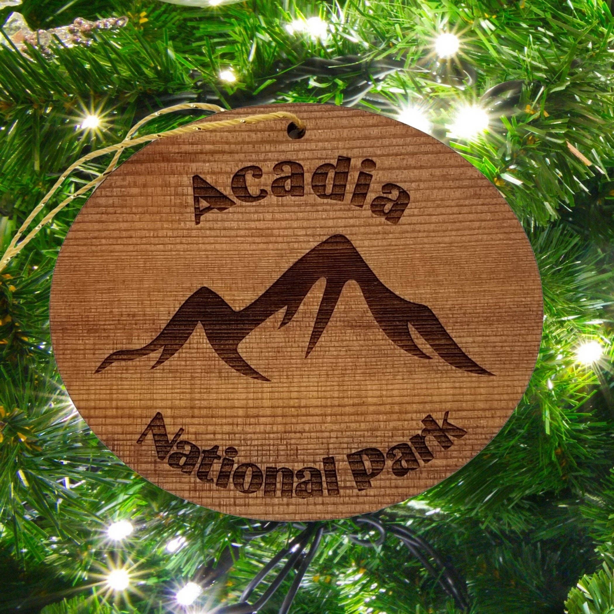 Happy Wood Products - Wholesale Ornament - Acadia National Park Mountains Christmas Ornament Wood Maine Souvenir Cadillac Mountain ME2