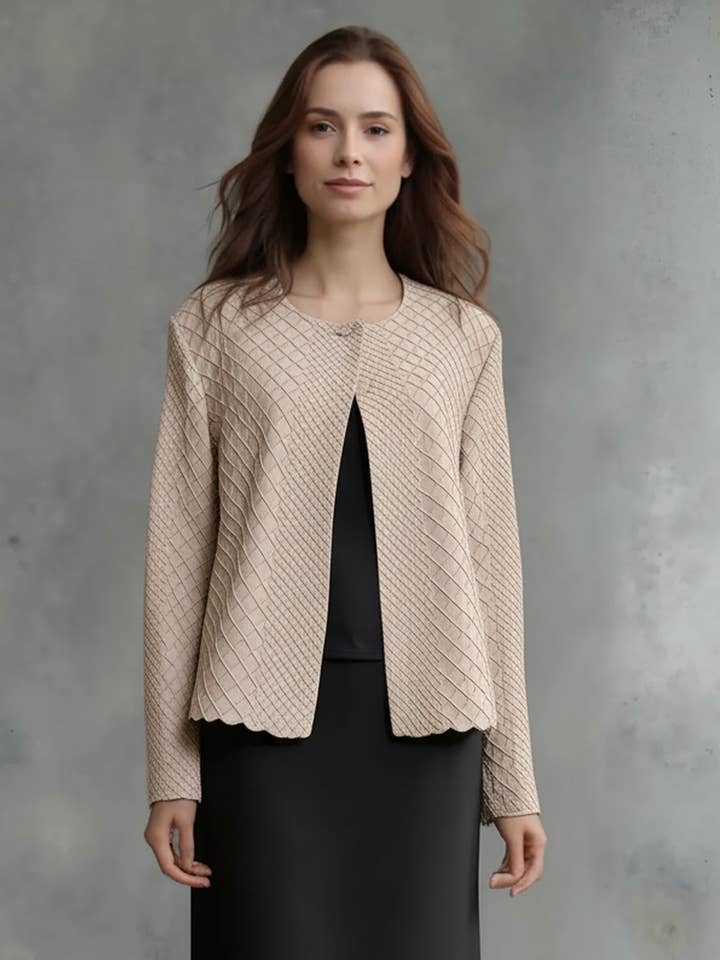Pleating Jacket- Waffle Weave (Almond) for wholesale by Ellyndale