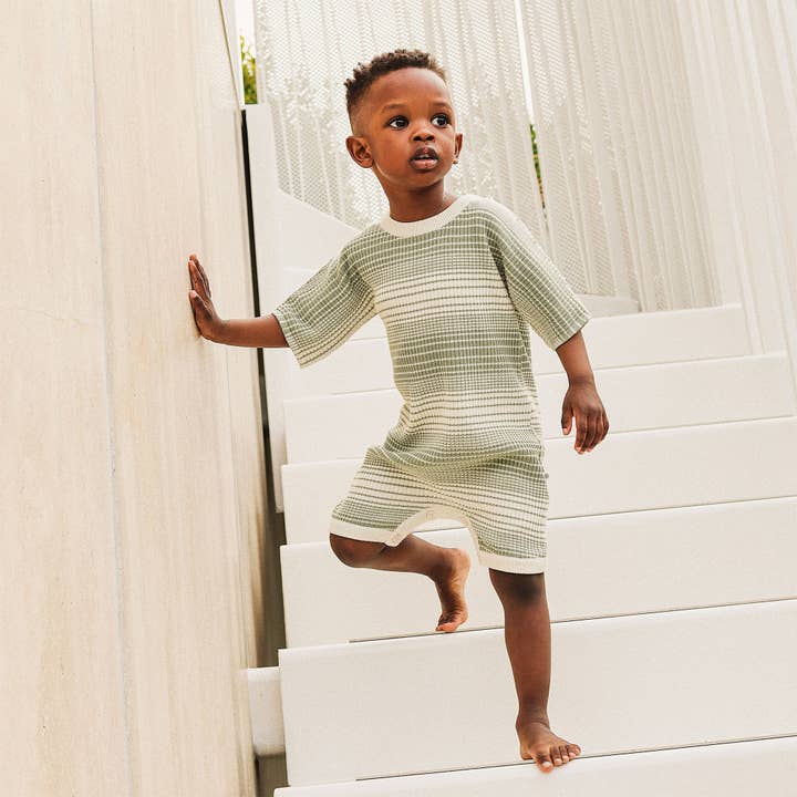 Slouchy Rib Knit Romper - Forest Sage for wholesale on Faire5