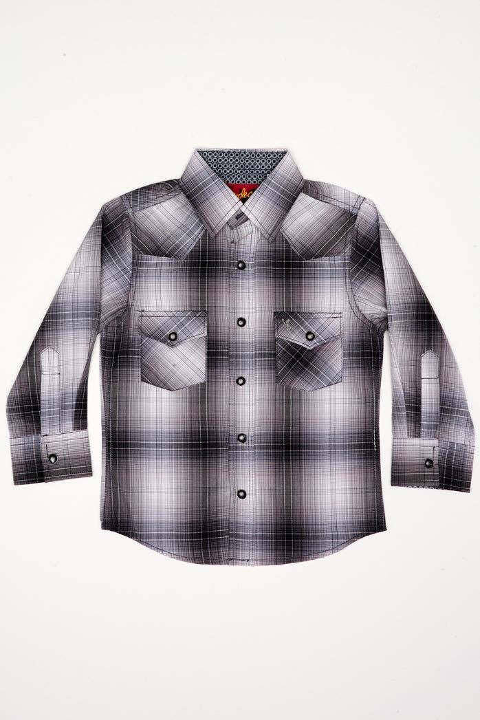popo様 Wholesale Boy's Western Pearl Snap Button Plaid Shirt