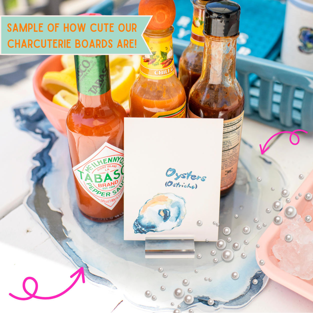 XO ACRYLICS | ACRYLIC STICKS - Wholesale Cheese Board - PINK COUTURE SANTA ACRYLIC CHARCUTERIE BOARD1