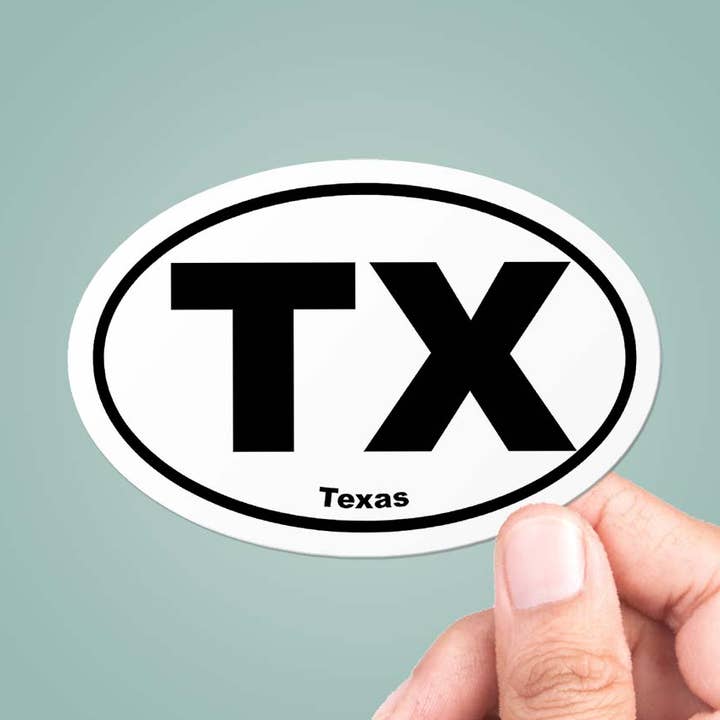 Texas TX State Oval Sticker Vinyl Decal for wholesale by CJ's Sticker Shop
